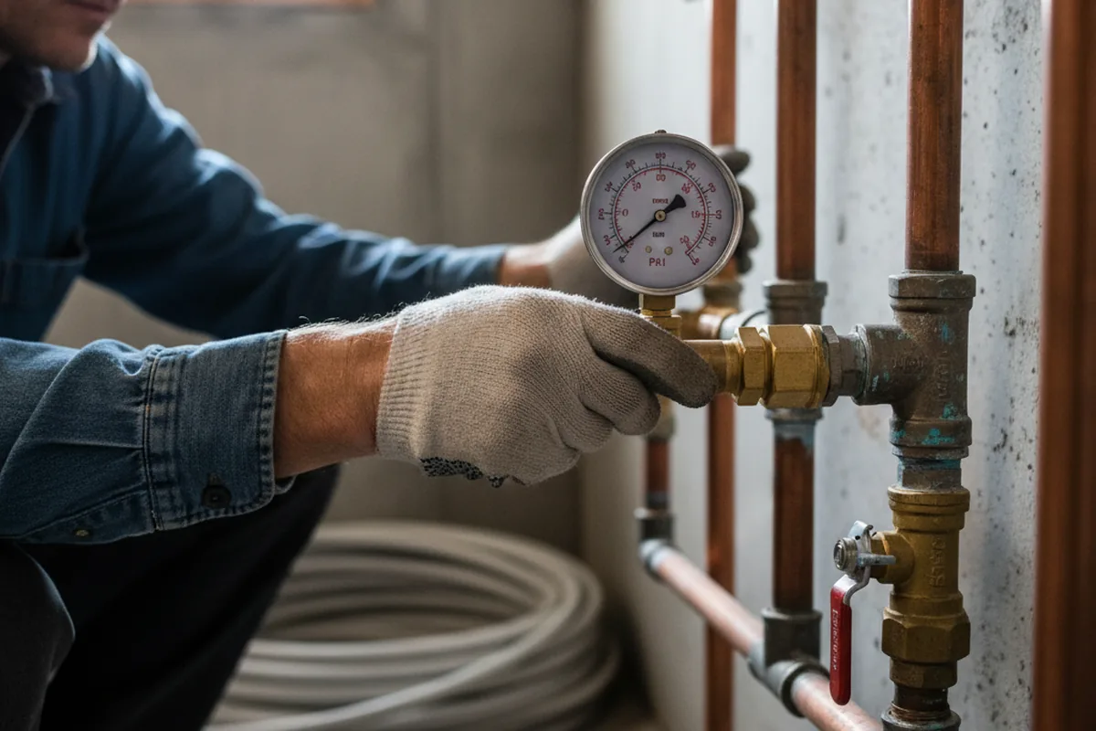 Pressure testing a repaired line during Water Line Repair in Johnsonville